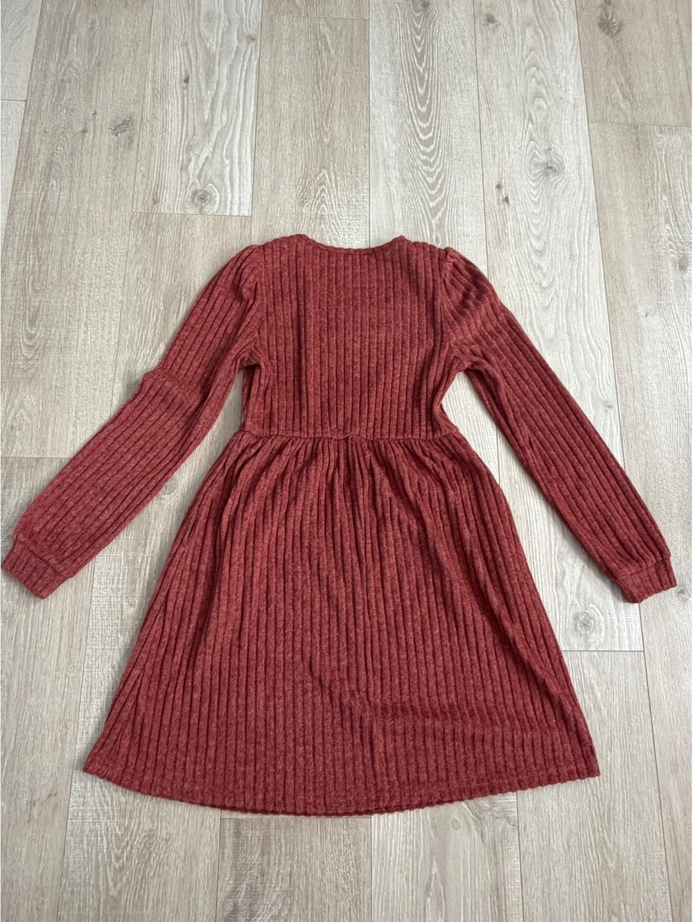 Qeeffan Rust Long Sleeve Ribbed Dress Size S